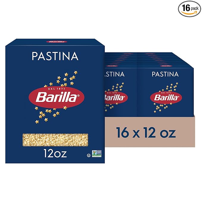 Barilla Pastina Pasta 12 oz. Box (Pack of 16) - Non-GMO Pasta Made with Durum Wheat Semolina - Kosher Certified Pasta