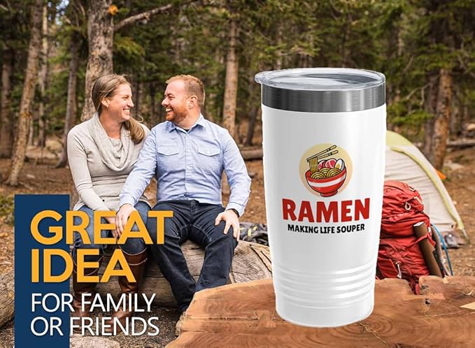 Ramen Lover White Edition Viking Tumbler 20oz - Making Life Souper - Food Lovers chicken pumpkin vegan pantry spicy noodles
