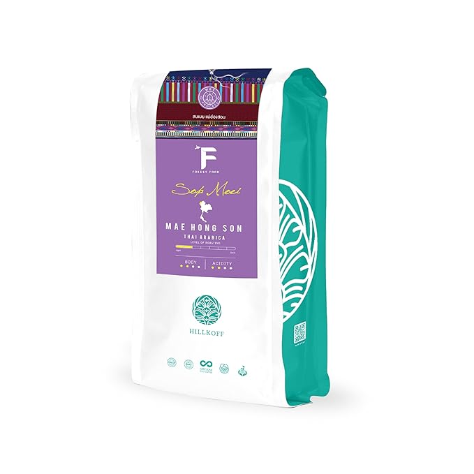 Hillkoff Coffee Beans From Northern Thai Arabica 100% Sop Moei Whole Beans Coffee Thai Product (Medium Roasted) 250 grams