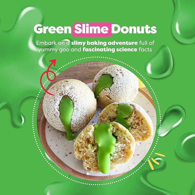 Baketivity Green Donut Kids Baking Kit | Edible Kit for Girls &amp Boys Ages 6-12 | Baking Set with Pre-Measured Ingredients &amp Donut Mold