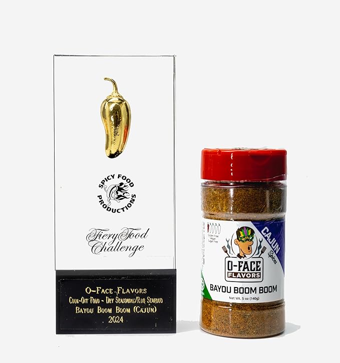 O-Face BBQ Seasoning 3 Pack Bayou Boom Boom Pork Rub Spicy Garlic Parmesan Bold Southern Flavor Variety Set