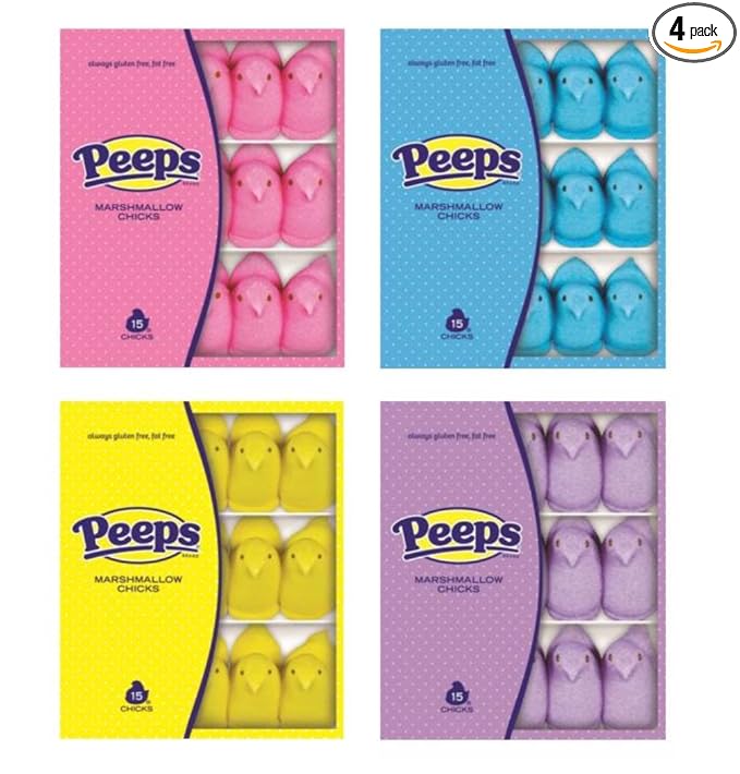 Easter Chicks Marshmallow Peeps Value Pack Bundle: 4 Assorted Colors (Total 60 Chicks)