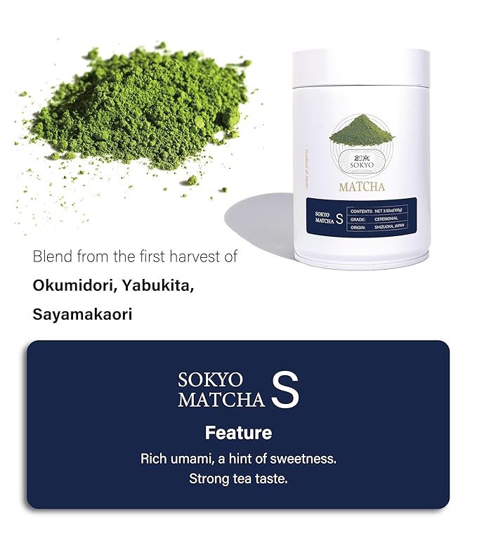 SOKYO ceremonial matcha powder series powdered green tea Japanese matcha (3.52oz / 100g Shizuoka Ceremonial S)