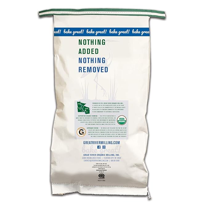 Great River Organic Milling Organic Quick Cooking Rolled Oats | USDA Organic Non-GMO Kosher | Whole Grain Oatmeal for Breakfast &amp Baking | Ideal for Cookies Granola &amp More | 25 Lb