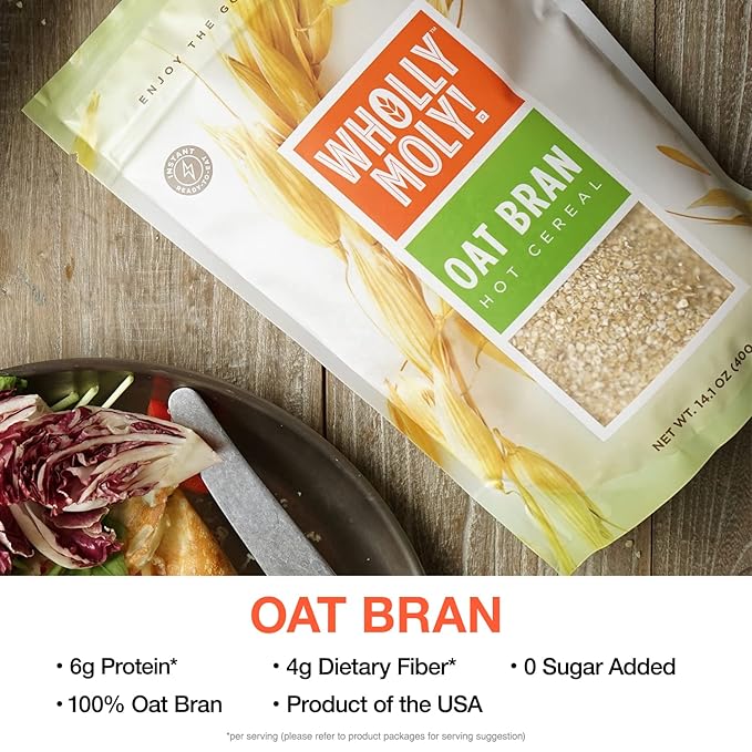Wholly Moly! Oat Bran Instant Oatmeal Original 400g*4 Pack High Fiber No Sugar Added All Natural Vegan Friendly