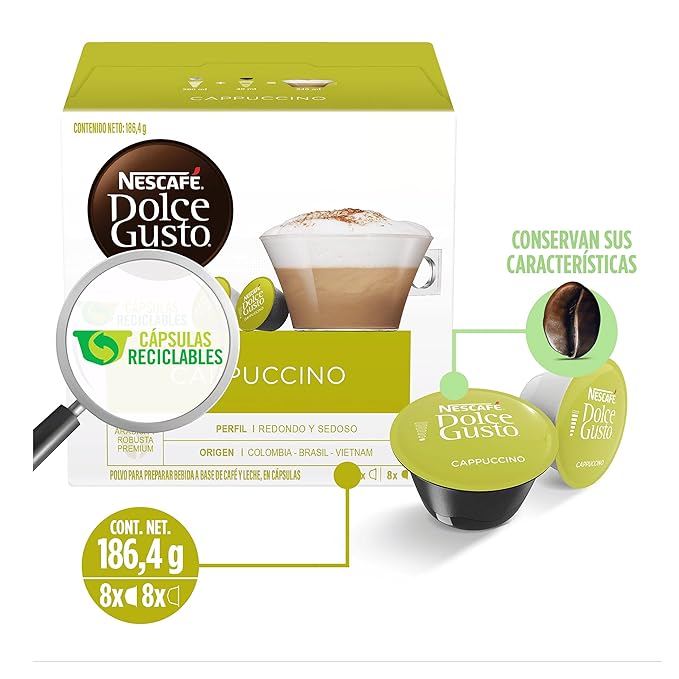 NESCAFÃƒâ€° Dolce Gusto Coffee Capsules Cappuccino 16 Count (Pack of 3)