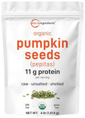 Organic Pumpkin Seeds 4lbs | Raw Unsalted &amp Shelled – Whole Pepitas | Pumpkin Seeds to Eat | Great for Baking Smoothies &amp Salad Toppings | Natural Source of Essential Fatty Acids Protein