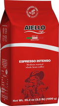 Aiello Caffe Italian Espresso Coffee Beans 2.2 LB Bag Medium Whole Bean Coffee Freshly Roasted and Blended in Southern Italy Intenso