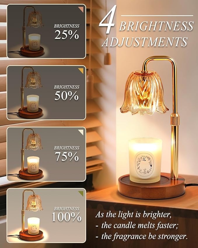 Flower Candle Warmer Lamp with Timer Dimmable Candle Warming Lamp Height Adjustable Birthday Gifts for Women Mom Candles Warmer Light for Jar Candles Christmas Gifts House Warming Gifts New Home