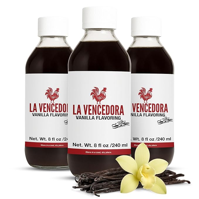La Vencedora Mexican Vanilla – 8oz Bottles (Pack of 3) – Traditional Vanilla Flavoring for Baking Cooking &amp Desserts – Made in Mexico