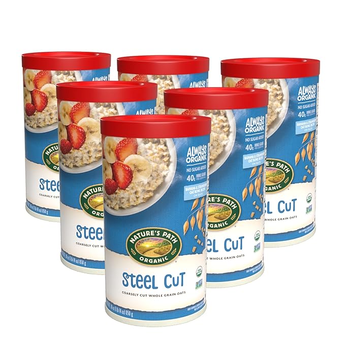 Nature's Path Organic Steel Cut Oats Instant Oatmeal 30 oz (Pack of 6) Non-GMO