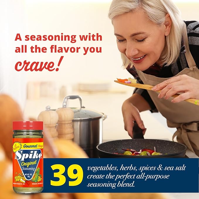 Spike Original All-Purpose Seasoning Salt Herb Veggie &amp Spice Blend 4-Pack – MSG-Free Seasonings &amp Spices 3 Oz Ea