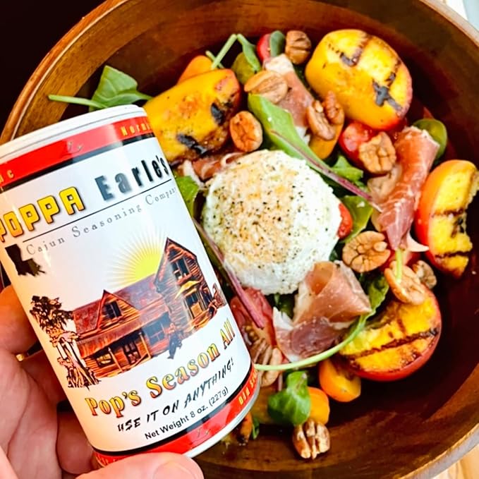 Poppa Earle's Seasoning (Cajun Seasoning Company) Gluten Free and No MSG All Purpose Seasoning Pops Season-all Pack of 3 (8) ounce cans