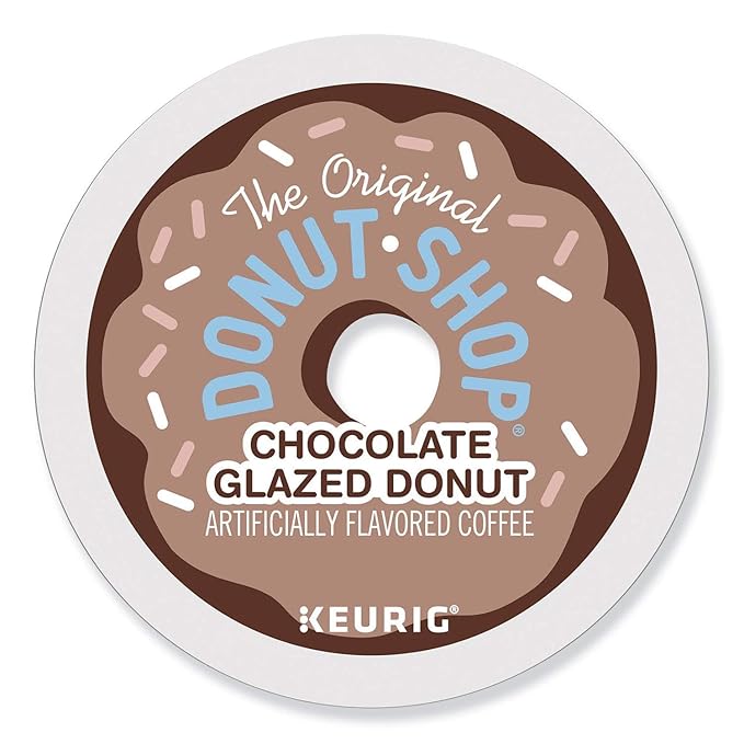 Donut House Collection Chocolate Glazed Donut Single-Serve Keurig K-Cup Pods Flavored Light Roast Coffee 24 Count