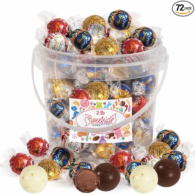 Easter Chocolate Truffles Assorted Flavors - 2lb of Individually Wrapped Chocolate Candy Bucket Mix with Smooth Milk Chocolate White Chocolate White Peppermint Oatmilk Dark Chocolate Flavors