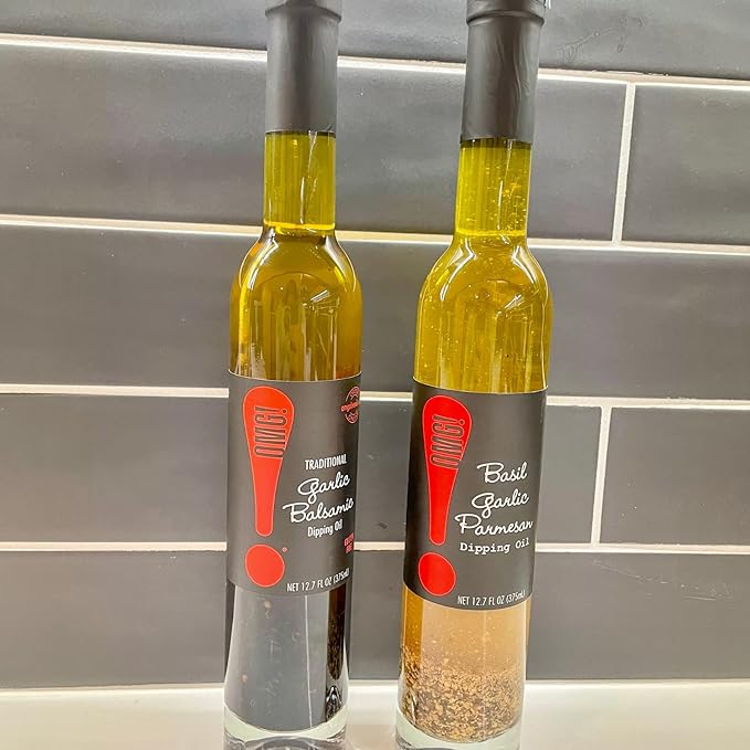 OMG! Gourmet Traditional Garlic Balsamic Dipping Oil | As found in Pike Place Market (Delicious Perfect for breads veggies salads and marinades) 375ml/12.7oz