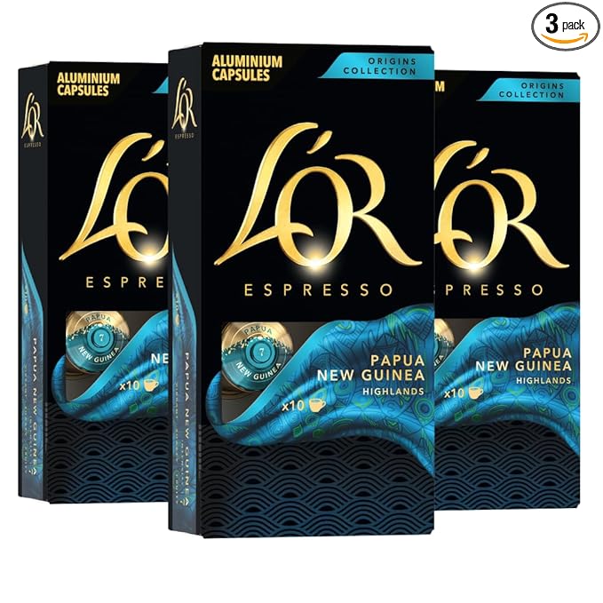 L'OR Espresso Capsules 30 Count Papua New Guinea Single-Serve Aluminum Coffee Capsules Compatible with the L'OR BARISTA System &amp *Nespresso Original Machines 30 Count (Pack of 3)