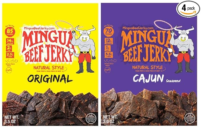 Mingua Beef Jerky - Two Milds + Two Cajuns 3.5 ounces 14.0 Ounce