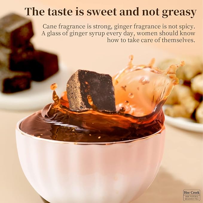 Hee Creek Yunnan Handmade Old Brown Sugar Ginger Tea 12oz/340g Black Sugar Ginger Tea Cubes Chinese Traditional Pure Raw Sugarcane Individual Package 手工老姜黑糖 红糖姜茶