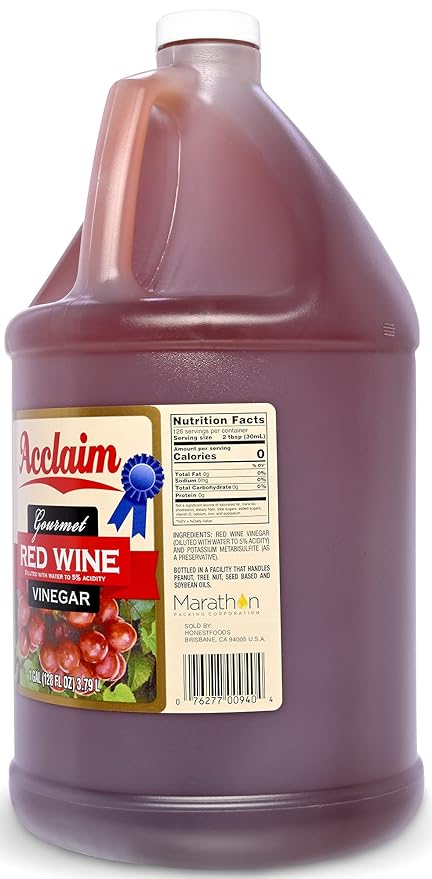 Acclaim Gourmet Red Wine Vinegar 128 Ounces (1 Gallon) - 5% Acidity