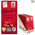 Chocolove Cherry &amp Almonds Dark Chocolate Bars | 55% Cocoa | Infused with Real Cherries &amp Crunchy Almonds | Crafted with Premium Chocolate | 3.2 oz Bar (12 Pack)