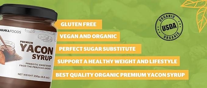 Organic Yacon Syrup – Plant-Based Natural Sweetener from Peru Low Glycemic Sweetener Alternative Smooth Caramel Flavor USDA Organic 2 Pack