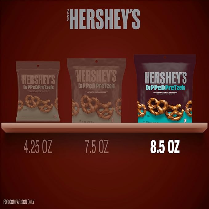 HERSHEY'S Milk and Dark Chocolate Covered Dipped Pretzels Bags 8.5 oz (6 Count)