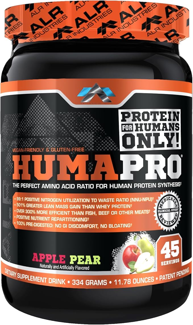 Humapro | Amino Acids Protein Matrix for Humans | 99% Utilization for Lean Muscle | Vegan Gluten Free | 45 Servings (Apple Pear)