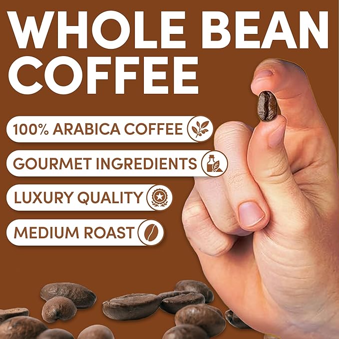 Sarasota Coffee Whole Bean Salted Caramel | Medium Roast Gourmet Flavored Coffee Beans | Low Acid Mold Free Specialty Grade Bulk Beans | 5lb (80 oz)
