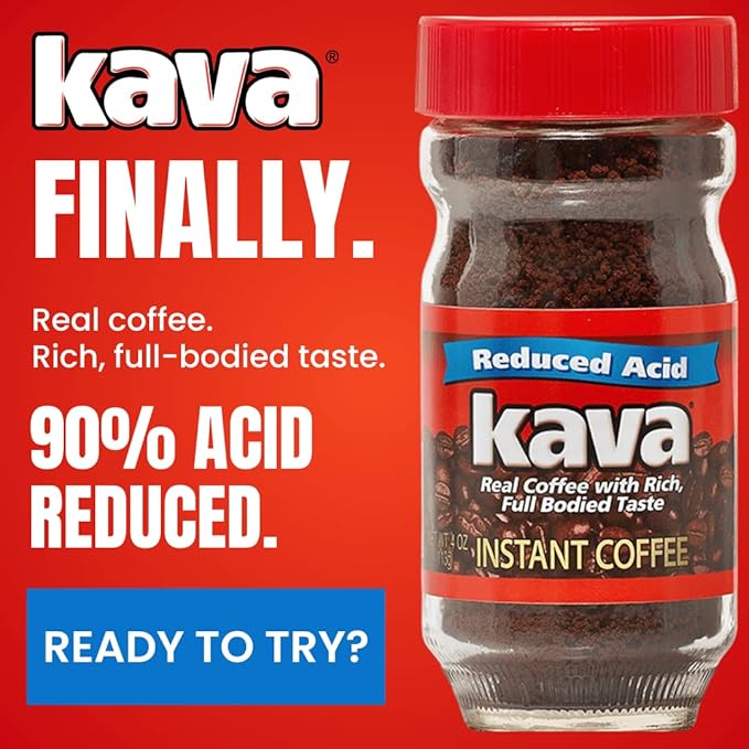 Kava Instant Coffee Acid Reduced 4 Ounce (Pack of 24)