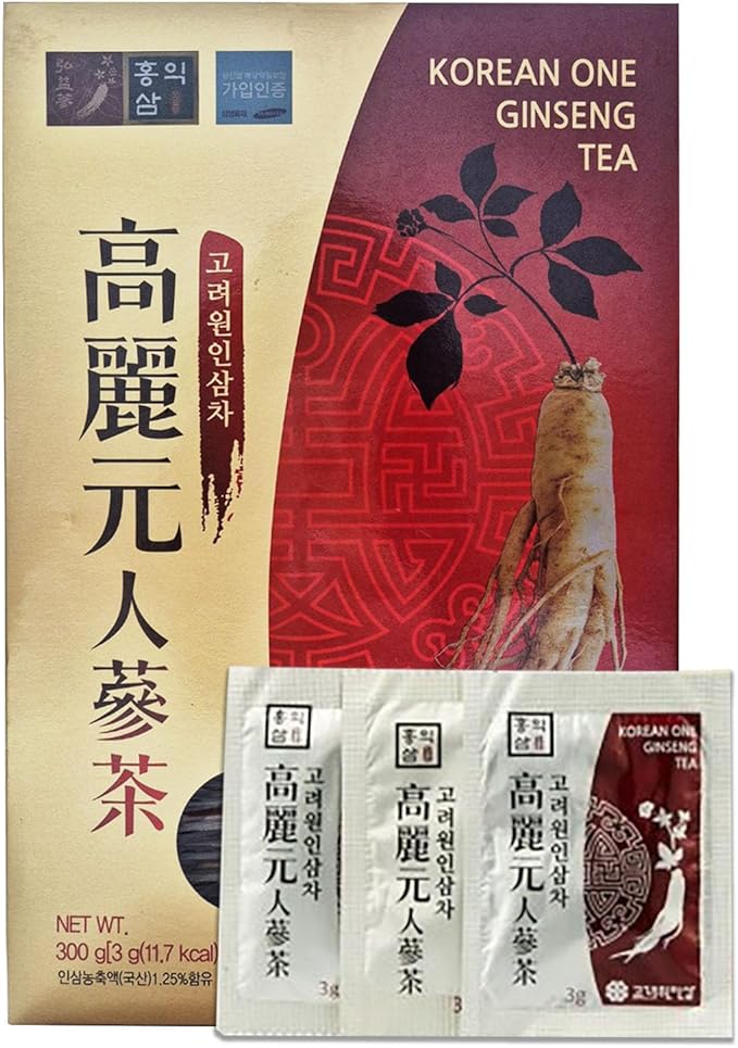 LENITH Korean One Ginseng Tea Packets Sachets-Concentrated Ginseng Extract Easy Dissolve Granulate Form Hot or Cold Tea_10.58 oz / 300 g (3g x 100ea)
