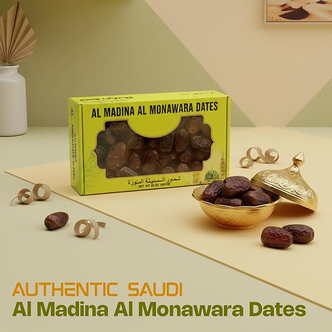 Sahara Gold Al Madina Al Monawara Saudi Dates | Gluten-Free &amp Non GMO | Naturally Mildly Sweet &amp Soft Texture | Non Pitted Dates | High Fiber Dried Fruit For Ramadan Snacking &amp Smoothies