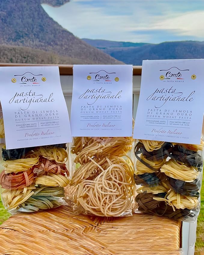 Conte Tagliatelle - PICI Bundle Pasta Imported from Italy 500g - Artisanal &amp High Protein Italian Durum Wheat Pasta Low Ash Content &amp Golden Yellow Grain Color Static Drying Impurity-Free