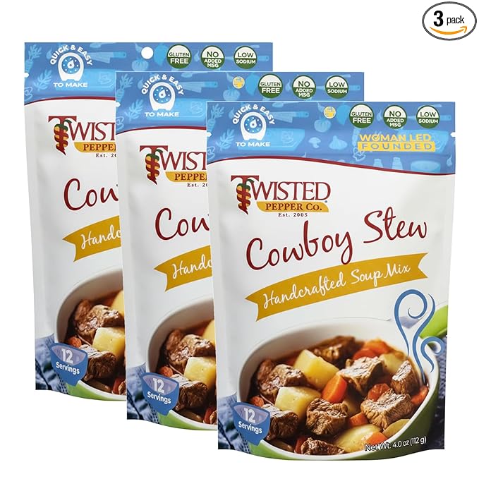 Twisted Pepper Co. Cowboy Stew Soup Mix: Gluten-Free – Handcrafted Soup – Bold Hearty &amp Savory Flavor Fast &amp Easy Comfort Meal Ready in 30 Minutes Serves 12