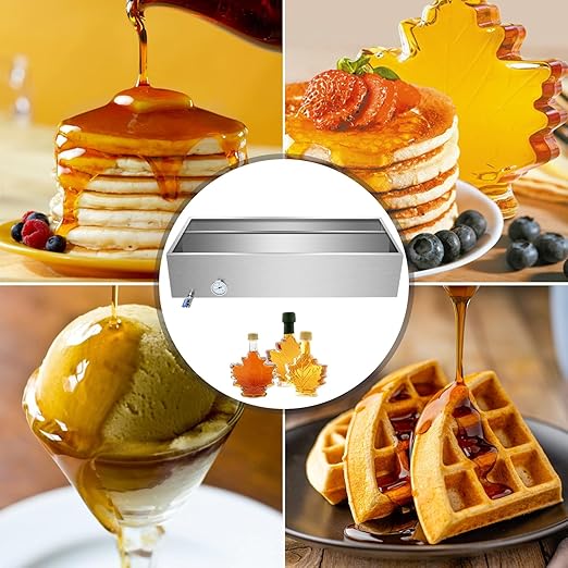 Maple Syrup Evaporator Pan Stainless Steel Maple Syrup Boiling Pan with Valve Thermomete and Divided Plate for Boiling Maple Syrup 48 x 24 x 9.5 Inch