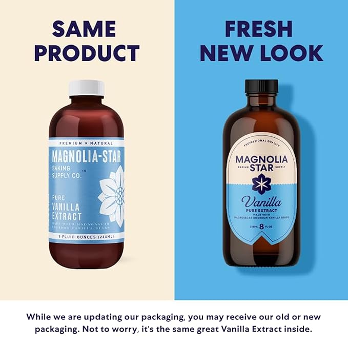 Magnolia-Star Pure Vanilla Extract 16 oz. Made from Hand-Selected Madagascar Bourbon Beans Non-GMO and Gluten-Free Baking Vanilla (8oz. Bottles 2 Ct)