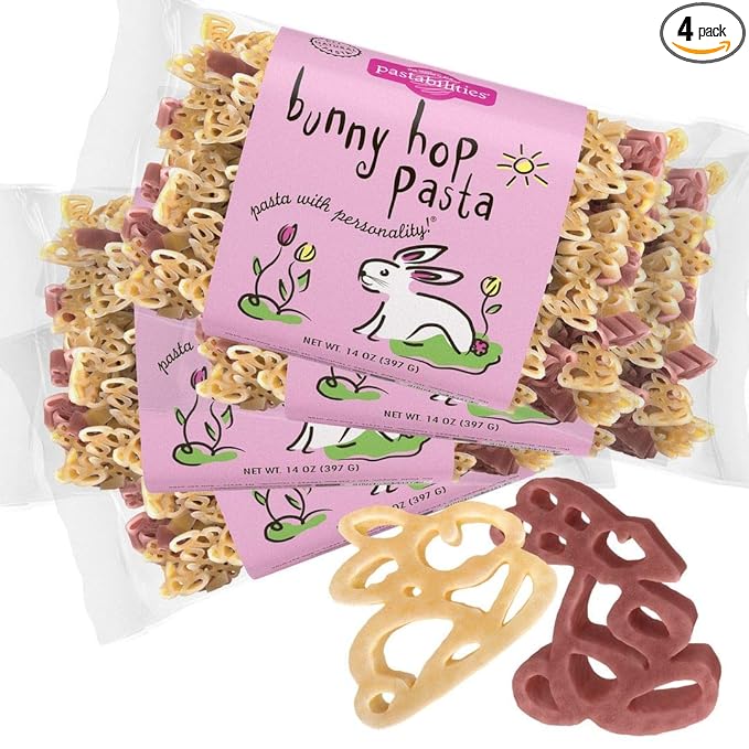 Pastabilities Fun Shaped Pasta for Kids - Bunny Hop Pasta - Easter Animal Theme Non-GMO Natural Wheat Pasta All-Natural Kosher Certified Made in the USA (4 Pack14 Oz)