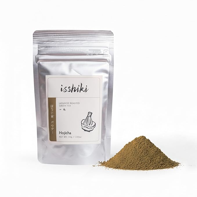Isshiki Matcha Hojicha Powder – Low Caffeine Roasted Green Tea from Uji Japan – Smooth Nutty Flavor with Full-Body Tones – Authentic Japanese Loose Powder for Daily Enjoyment - 30g (20 Servings)