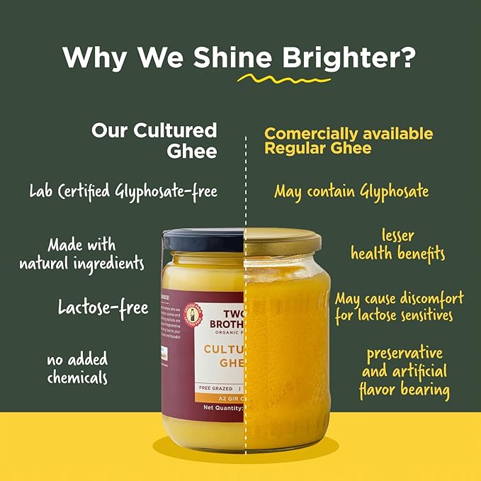 A2 Ghee Butter Organic Grass Fed from Gir Cow | Gut Friendly | Healthy Butter Alternative | Non-GMO Lactose-Free Keto Friendly – 2lb from Two Brothers Organic Farms
