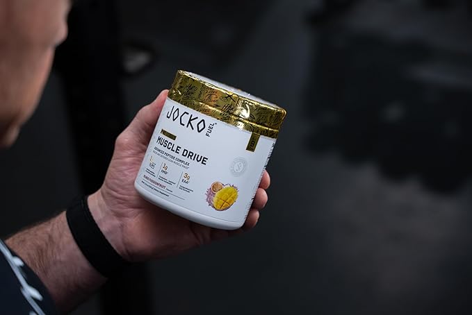 Jocko Fuel Muscle Drive Pro Series Mango Passionfruit HMB Di-Leucine EAAs Protects Lean Muscle Mass &amp Breakdown Aids Recovery Natural Appetite Suppressant No Bloat Zero Sugar 30 Servings