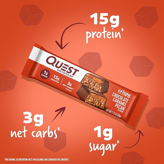 Quest Protein Bar and Frosted Cookie Twin Pack Bundle Chocolate Cake and Caramel Pecan 15g and 11g Protein