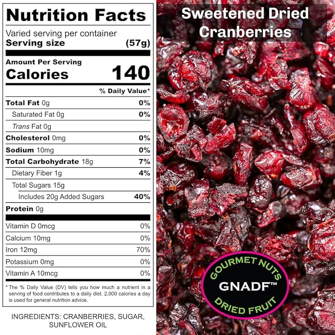 GNADF | Dried Sweetened Cranberries | Grown In The USA | Available in 5 10 25 Lb. Sizes | Gourmet Nuts And Dried Fruit | (10 lbs)