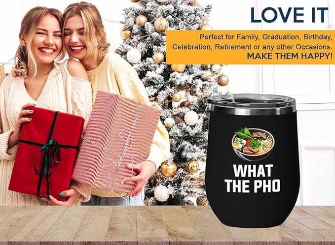 Ramen Lover Black Edition Wine Tumbler 12oz - What the pho - Food Lovers chicken pumpkin vegan pantry spicy noodles