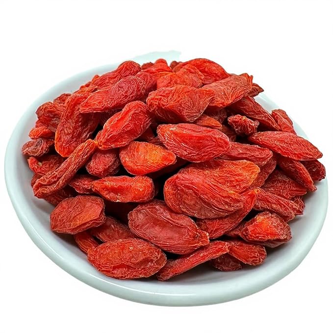 DABC OAK LAND Goji Berries 3LB Wolfberry Premium Large Berry Form5A Wolfberry 100% Natural Sun-Dried Whole Fruit Sulfate &amp Additive Free Great Flavor for SoupDrinks Snacks Beverages 3LB/Bag