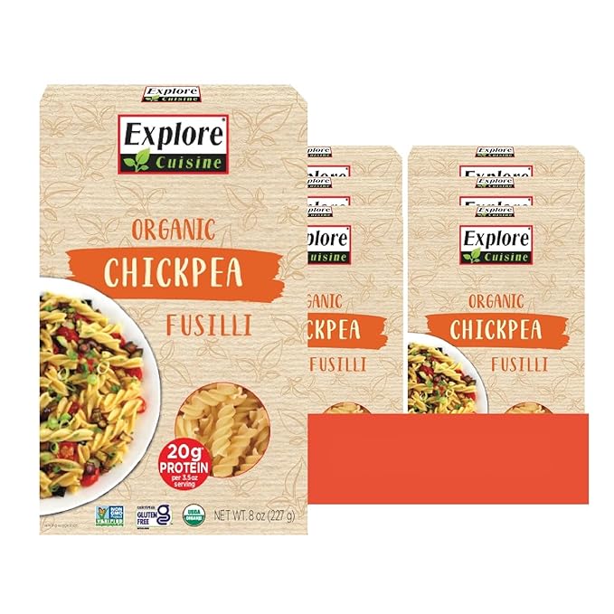 Explore Cuisine Organic Chickpea Fusilli Pasta Non GMO 8 Ounces (Pack Of 6)