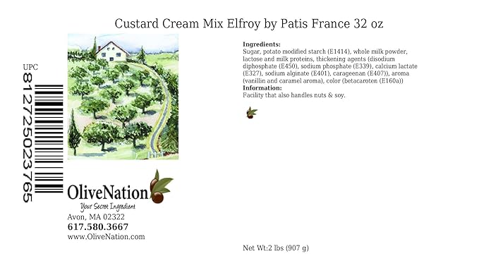 Patis France Elfroy Cream Mix Patis France Elfroy Custard Cream Mix from OliveNation Creamy Filling for Desserts Tarts Pies Souffles - 32 ounces