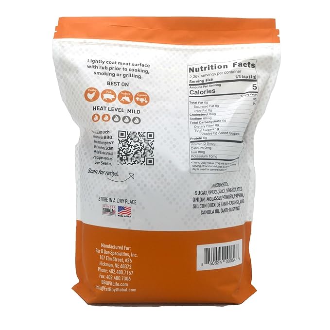Sweet Rub 5 lb Bag - Great on Pork Poultry Chicken Seafood and More