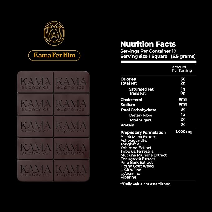 Kama Tantric Chocolate Candy - Organic Chocolate Infused with Potent Adaptogens - Boosts Connection and Vitality - Chocolate Gift Box (Kama - 15 Bars Master Kit Him Dark Chocolate)