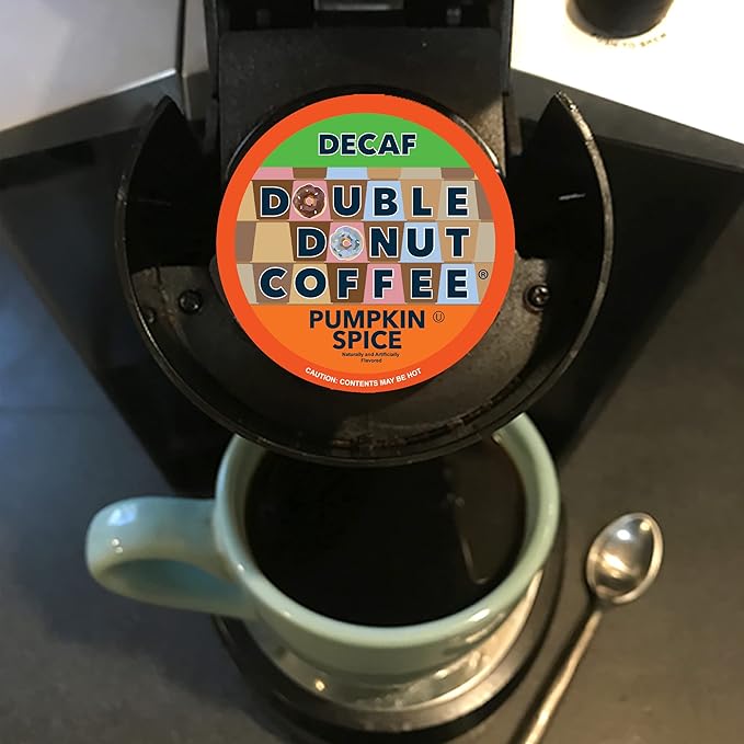Double Donut Pumpkin Spice Medium Roast Flavored Decaf Coffee Pods for Keurig K-Cup Makers from Double Donut 96 Capsules