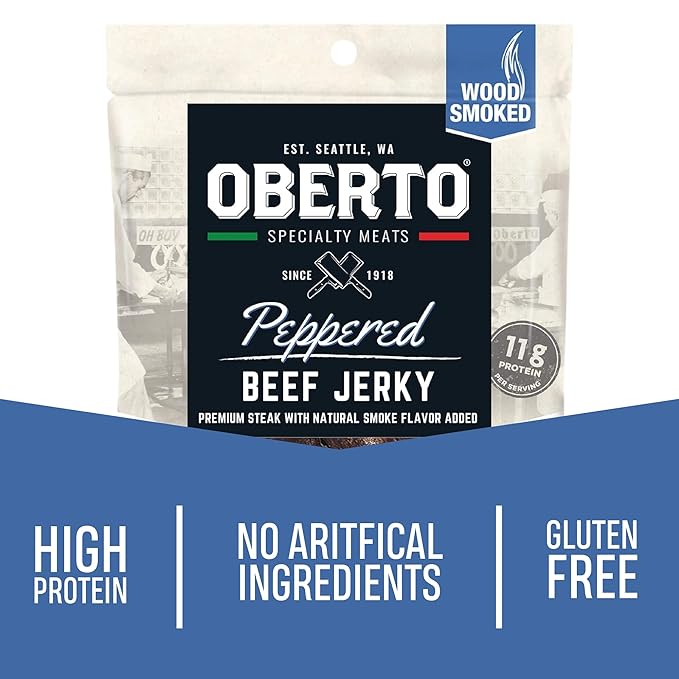 Oberto Specialty Meats Peppered Beef Jerky 2.7 Ounce (Pack of 8)